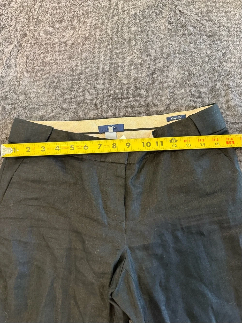 J. Crew Black Wide-Leg Linen Blend Trousers city fit